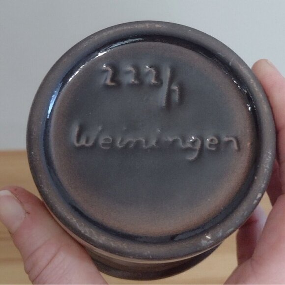 Vintage Weiningen Keramik Switzerland Small Crock Jar Hand Painted Fruit Plum 3" - Picture 6 of 7